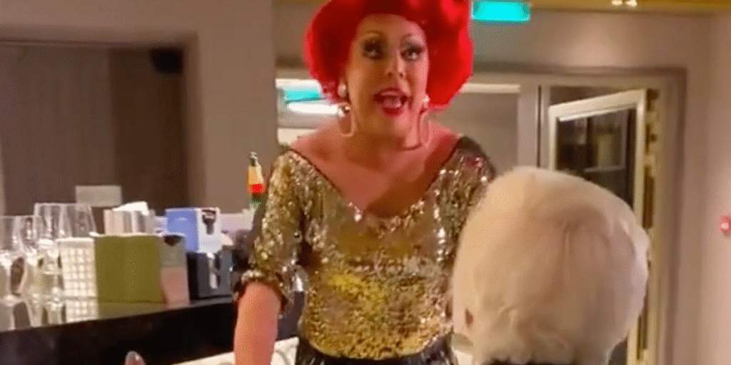Nan becomes viral star after heartwarming meeting with drag queen and Strictly Come Dancing star La Voix on cruise