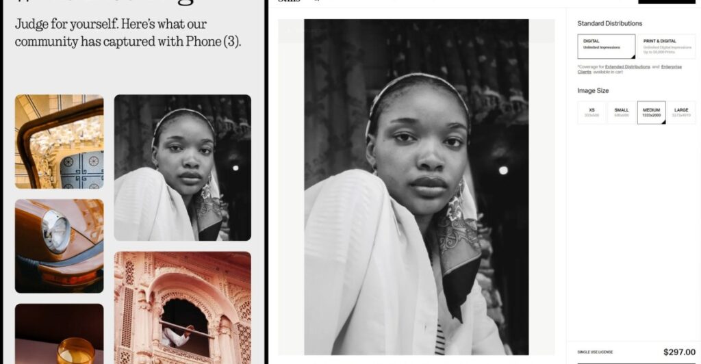 Nothing busted using professional photos as Phone 3 samples