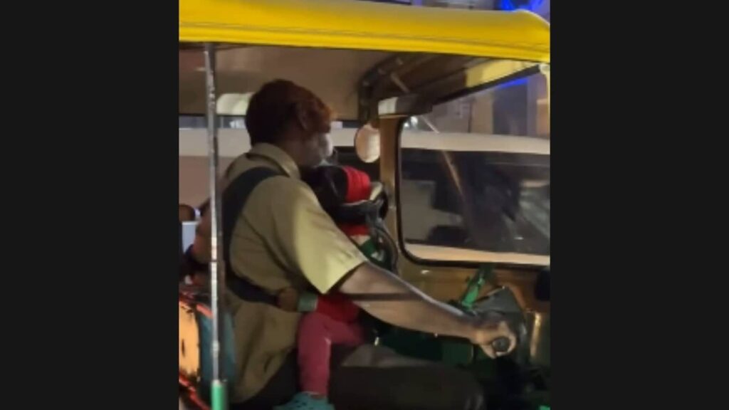 Bengaluru auto driver seen with baby strapped to chest while driving. Watch viral video