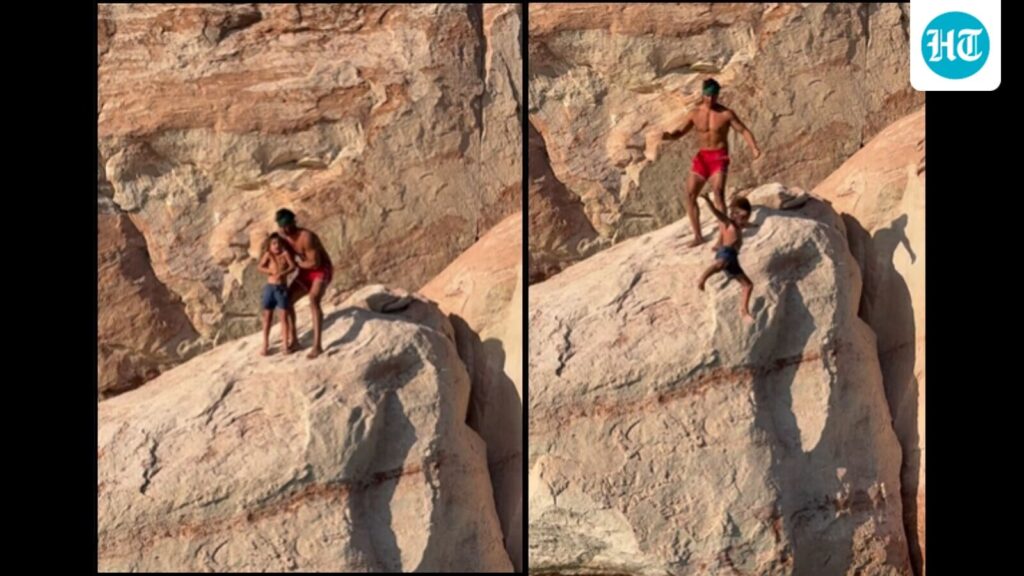 Influencer Garrett Gee reacts to backlash after viral video shows him throwing son, 7, off a cliff