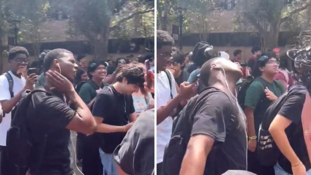 Texas student re-enacts Charlie Kirk's assassination as onlookers laugh in viral video