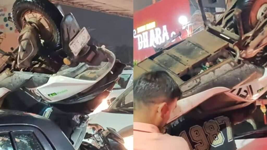 Viral Video: Gurugram man carries scooter to escape traffic chaos amid heavy rains