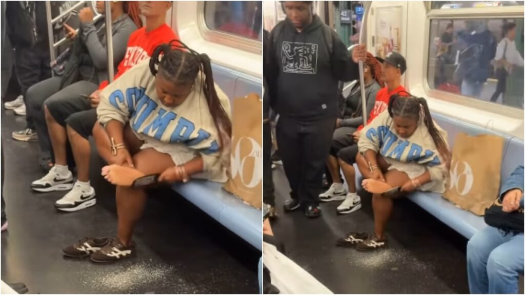 Viral video of woman scrubbing feet on New York City subway sparks massive outrage