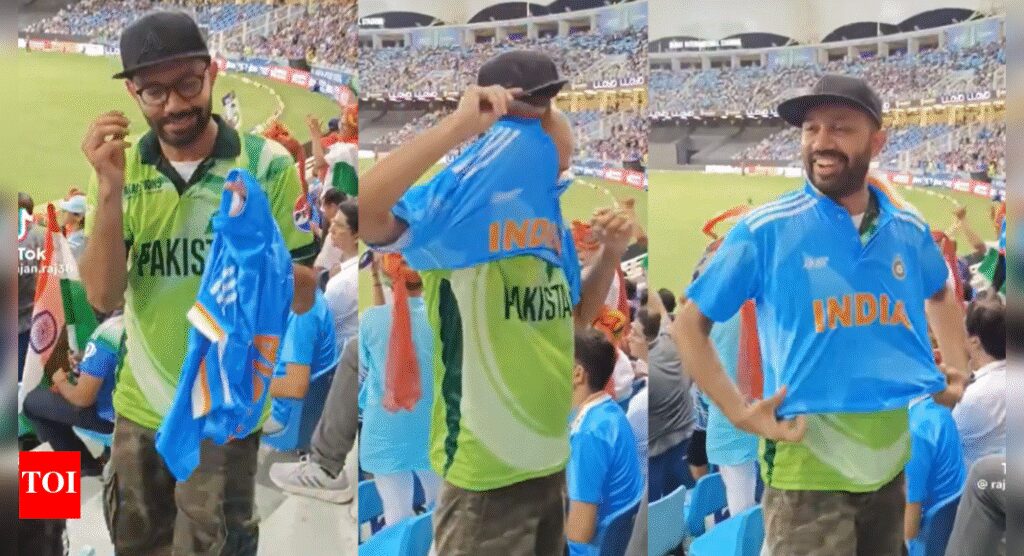 Watch: Pakistan fan changes jersey mid-match against India, video goes viral | Cricket News
