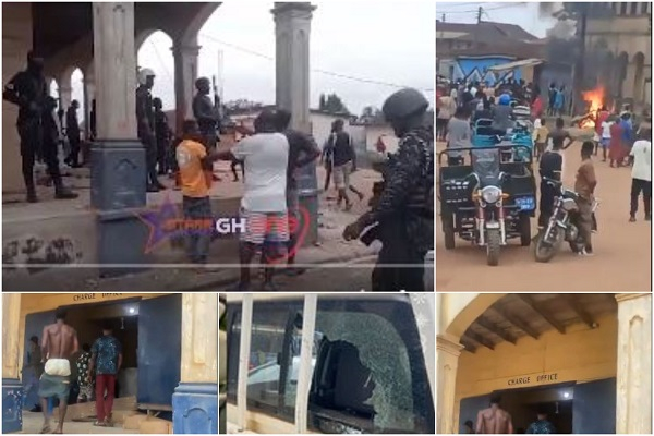 Watch viral videos of the clash between the Police and the youth of Kukurantumi