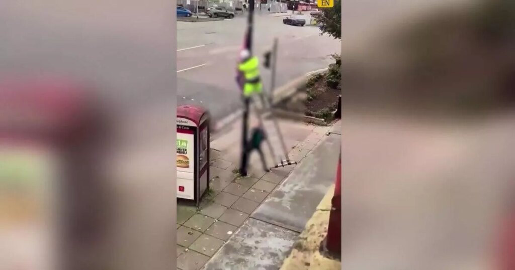 Worker was not removing Union Jack flag in viral video, council says