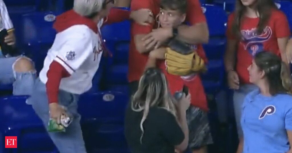 phillies karen takes ball: Viral video: Phillies Fan sparks outrage after snatching home run ball from young boy, internet blasts her as 'Karen'