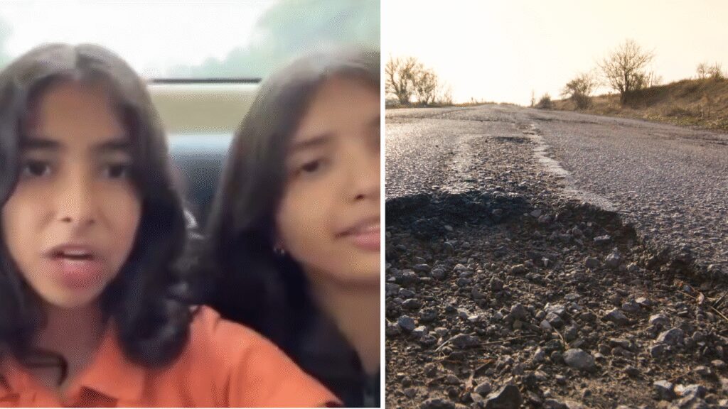 'please help us': bengaluru schoolgirls expose city's dangerous roads | watch viral video bengaluru news | Bengaluru News