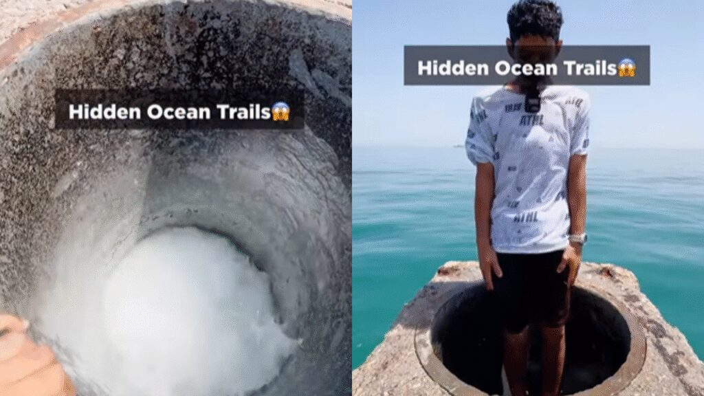 ‘Living Like He Has 9 Lives!: Viral Video Of Man Jumping Into Broken Coastal Pipeline Stuns Internet | Viral