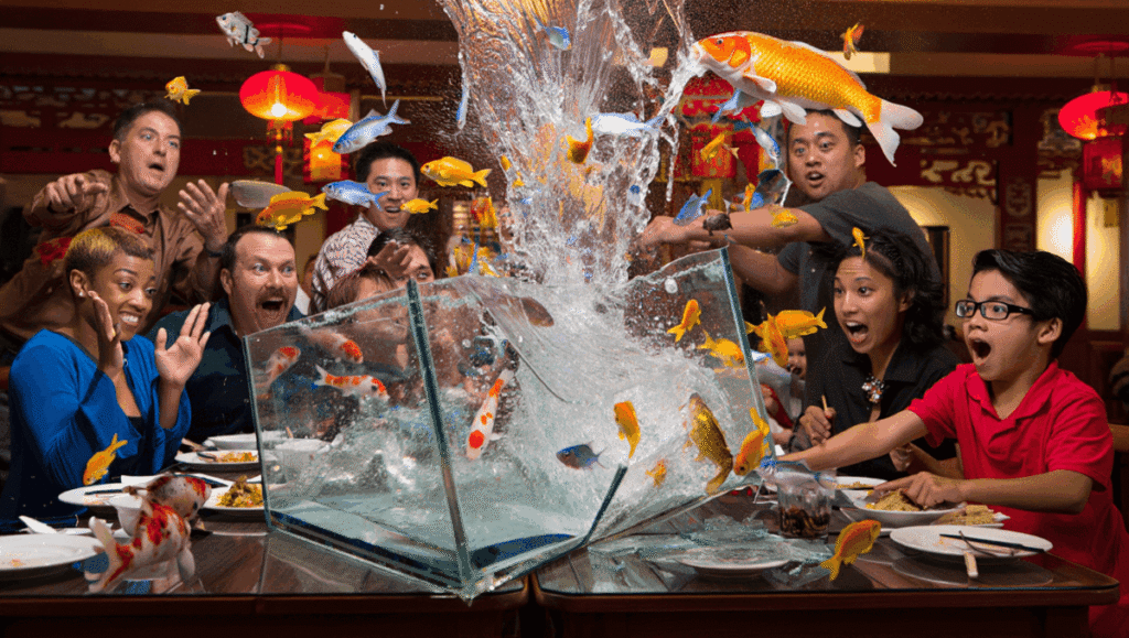 Fish tank explodes at Chinese restaurant, viral footage shows hilarious aftermath