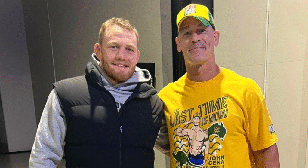 UFC champion’s meeting with WWE legend John Cena goes viral as edit fools millions