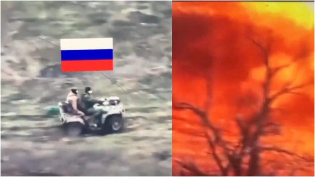 WATCH | Russian soldiers get blown off after their ATV hits Ukrainian mine in Donbas while fleeing drones, shows viral video