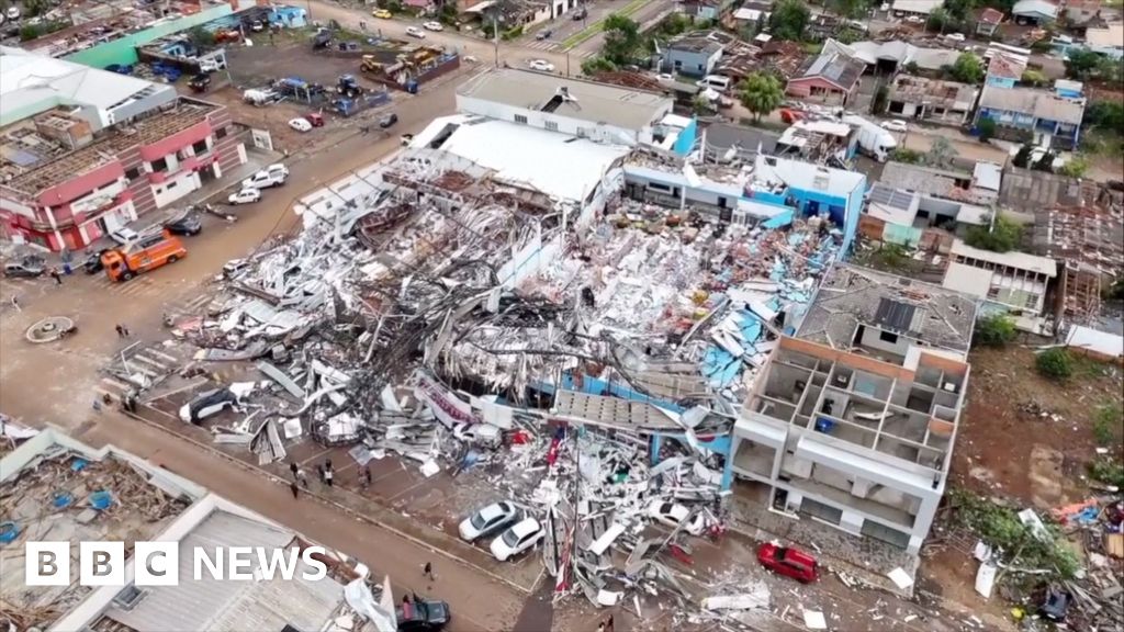 Drone footage town destroyed by deadly Brazil tornado