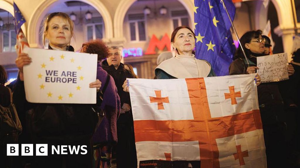 Georgia's pro-EU protesters defiant year after accession process was halted