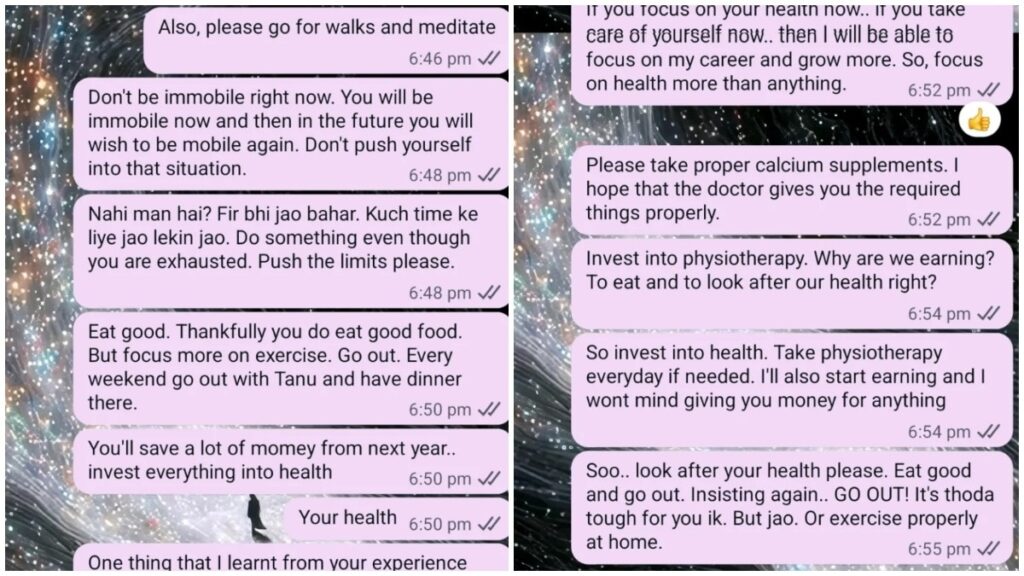 Man shares texts he sent to his mother urging her to prioritise health goes viral
