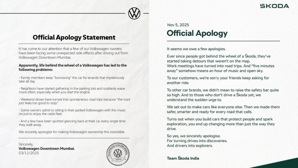 Skoda, Volkswagen Join Viral ‘Official Apology Statement’ Trend