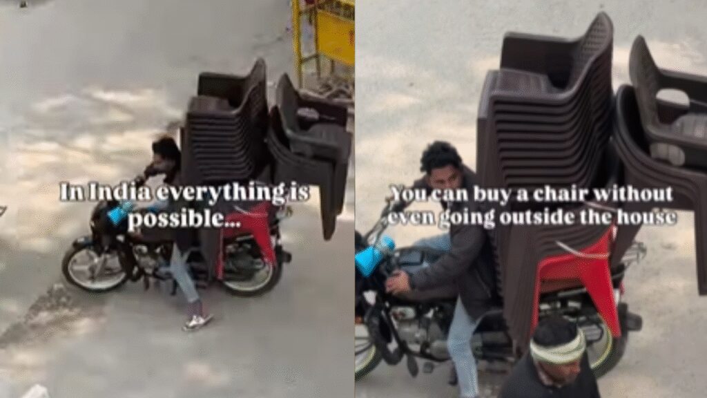 ‘India Is Not Even For Experts!’: Polish Model Stunned After Seeing Biker Carrying 20 Chairs! Viral Video | Viral