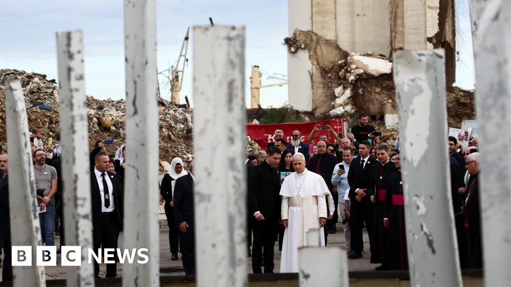 Pope prays at site of Beirut port blast on last day of Lebanon visit